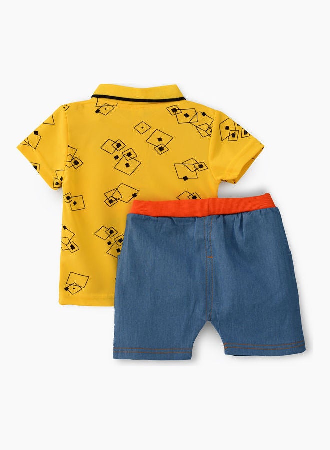babyqlo - Printed Polo And Shorts Set Multicolour - Image 1