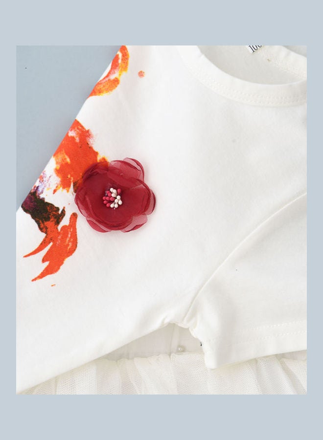 babyqlo Swan Printed T-Shirt And Skirt Set White/Light Pink  - Image 4