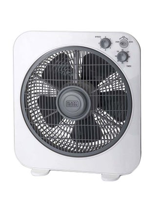 40W Box Desk Fan 12 Inch Diameter, With Timer & 3 Speeds Low/Medium/High And 5 Blade Design With Adjustable Portable/Travel Friendly Body To Direct Swing FB1220-B5 White - v1633634179/N14338980A_1