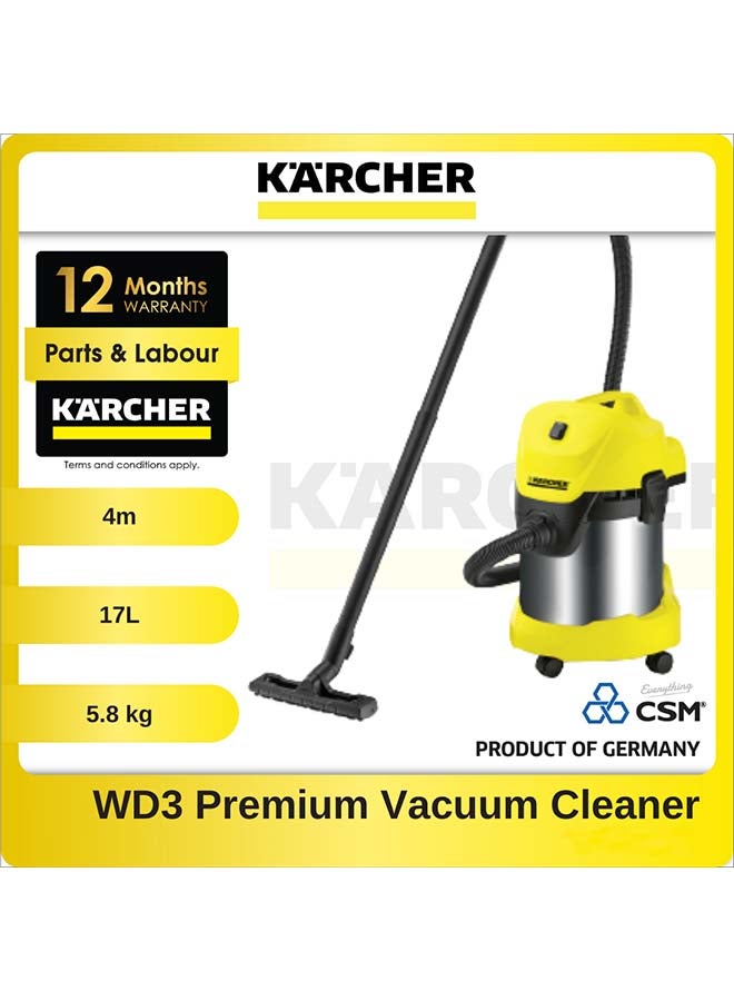 WD 3 Premium Multi-Purpose Vacuum Cleaner 17 L 1600 W 16298460 Yellow/Black - v1633634211/N39912505A_7