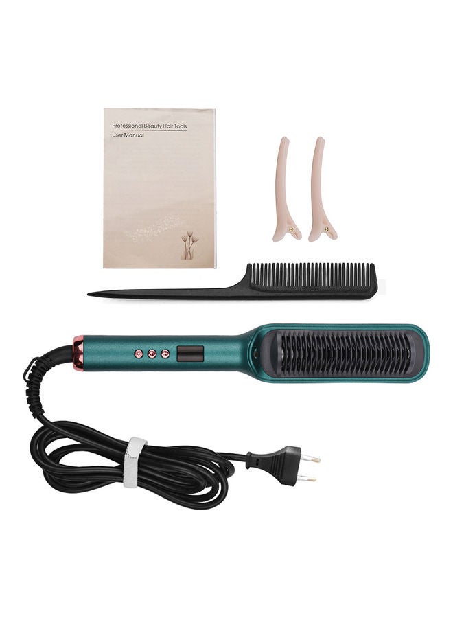 فرشاة فرد الشعر مزودة بشاشة عرض LCD ومشط للاستخدام على الشعر الجاف والمبلل باستخدام الأيونات السالبة المضادة للحرق أخضر 35 x 5 x 9.5سم - Image 4