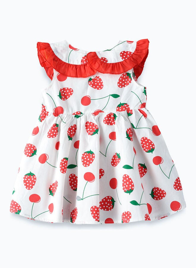 بيبي كلو فستان بطول يصل إلى الركبة بطبعة فراولة مع حقيبة صغيرة أبيض/أحمر - Image 2