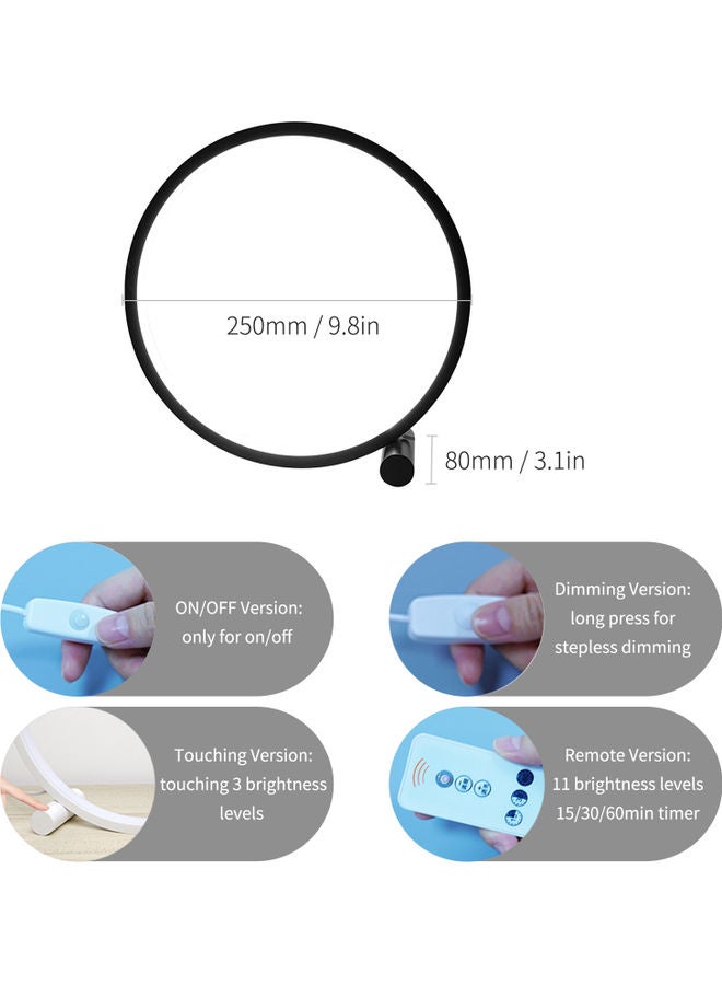 Generic 25cm Round LED Desk Lamp Black/White 26.00 x 9.00 x 0.6cm  - Image 2