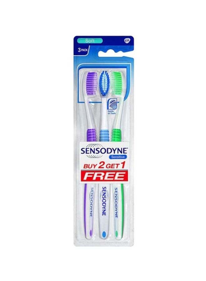 Sensodyne 3-Piece Sensitive Soft Toothbrush Set White/Blue/Purple - Image 2