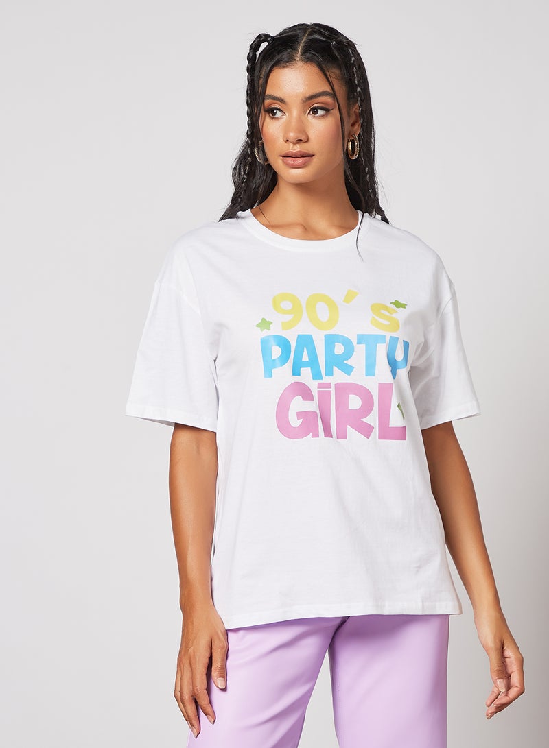 Aila Graphic Print Knit T-Shirt White  - Image 1