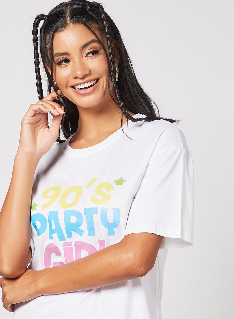 Aila Graphic Print Knit T-Shirt White  - Image 3