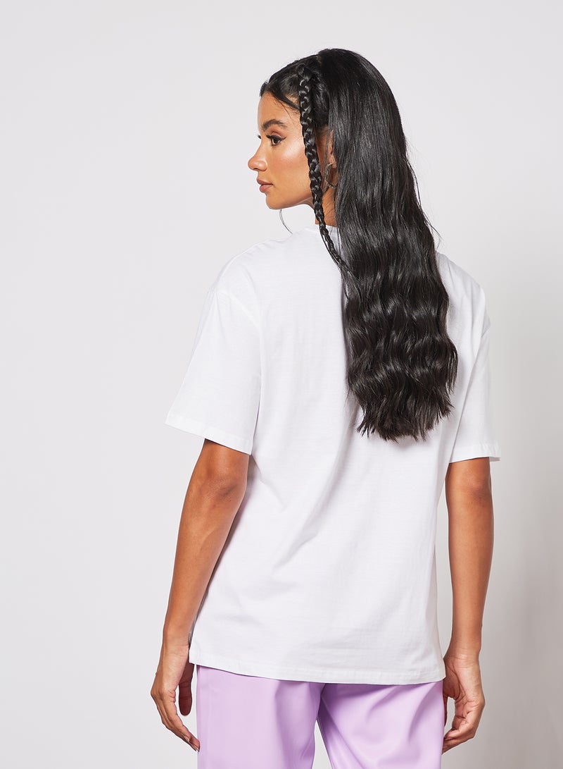 Aila Graphic Print Knit T-Shirt White  - Image 2