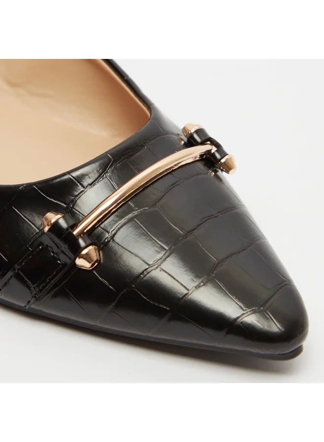 shoexpress Animal Textured Pointed Toe Slip-On Ballerina Black