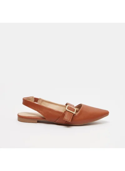 shoexpress Solid Slip Buckle Accent Mules Tan