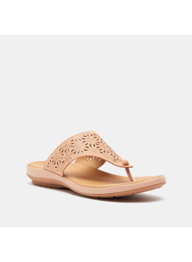 shoexpress Embellished Slip On Thong Sandals Pink