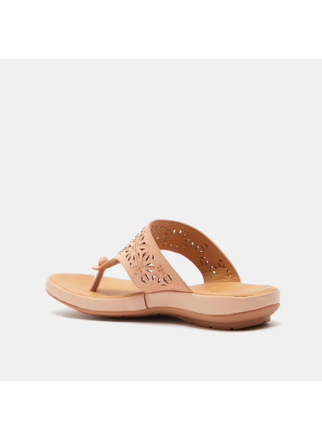 shoexpress Embellished Slip On Thong Sandals Pink