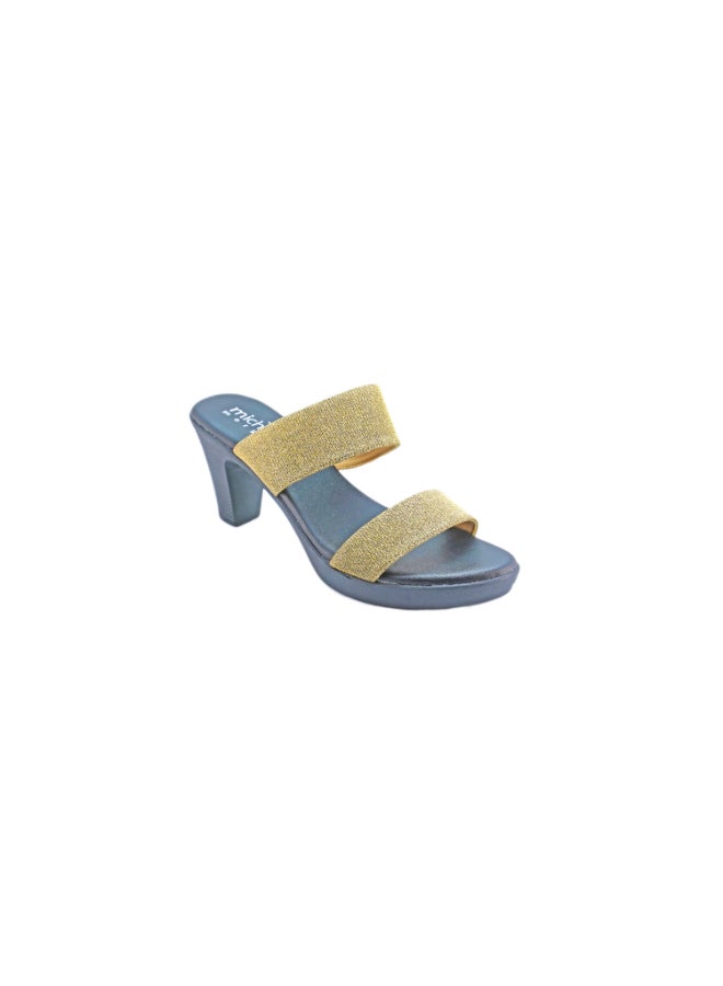 Michelle Morgan Mid Heel Dress Sandals Gold/Blue  - Image 2