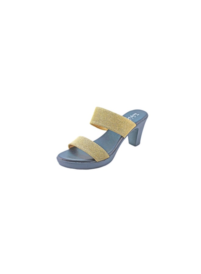 Michelle Morgan Mid Heel Dress Sandals Gold/Blue  - Image 3