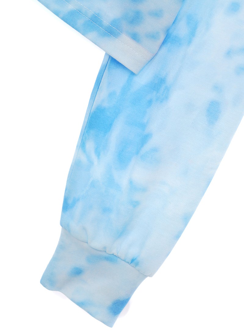 Aila - Women's Casual Long Sleeve Polyester Blend Tie-Dye With Hooded Neck Hoodies Sweat Shirts Blue - Image 1