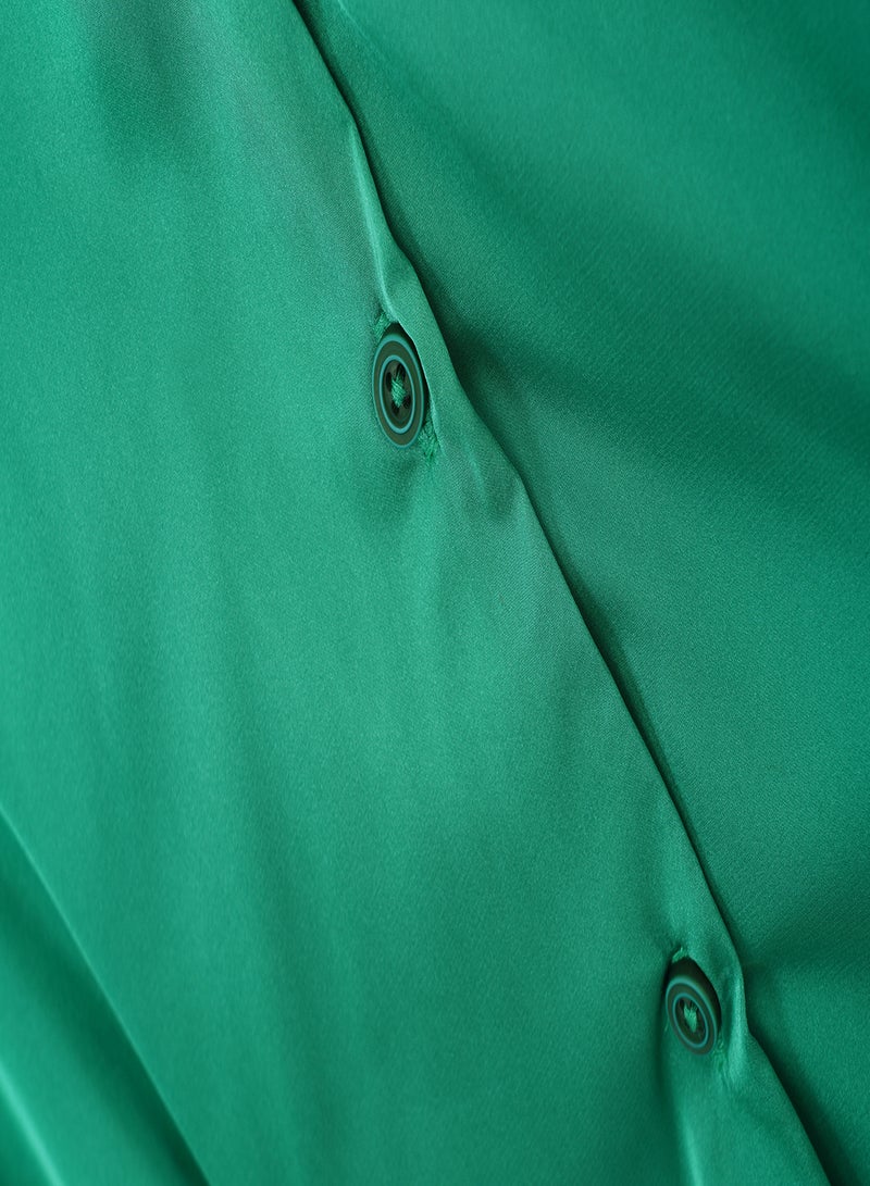 Aila Women's Casual V-Neck Long Sleeve With Tie Detail Solid Top Bottle Green - Image 5