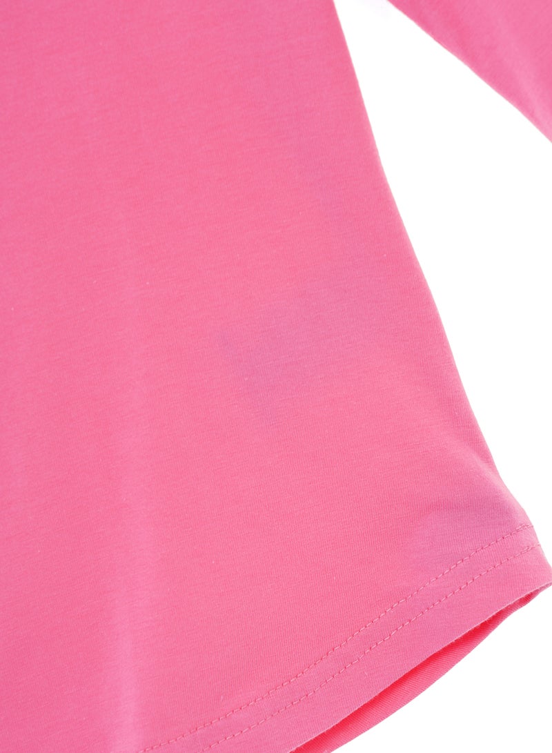 Aila Women's Casual Half Sleeve Round Neck Solid Top Pink  - Image 5