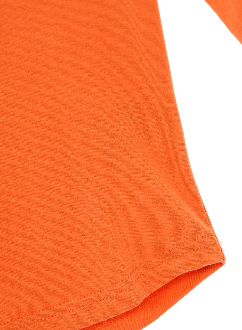 Aila Women's Casual Half Sleeve Round Neck Solid Top Orange  - Image 5