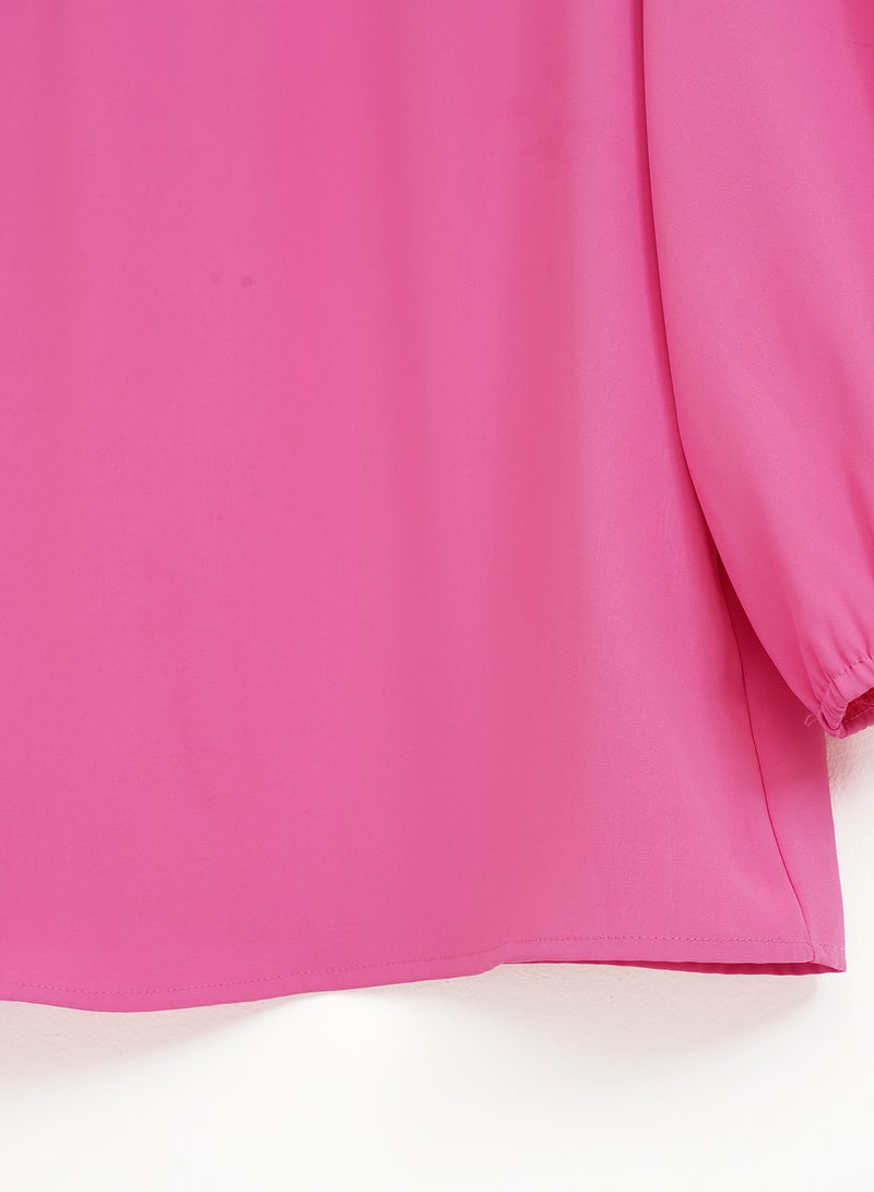 Aila - Women's Round Neck Three Quarter Sleeves Blouse Rose - Image 1