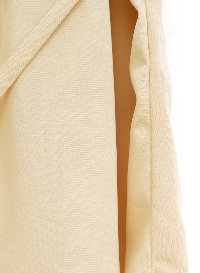 Aila womens casual cap sleeves top with a belt Beige  - Image 5
