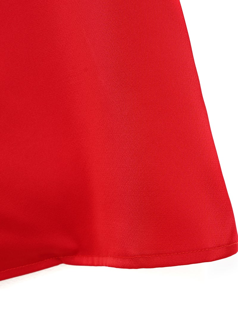 Aila Women's Casual Half Sleeve Polyester Slim Fit Shirt With V-Neck Red - Image 5