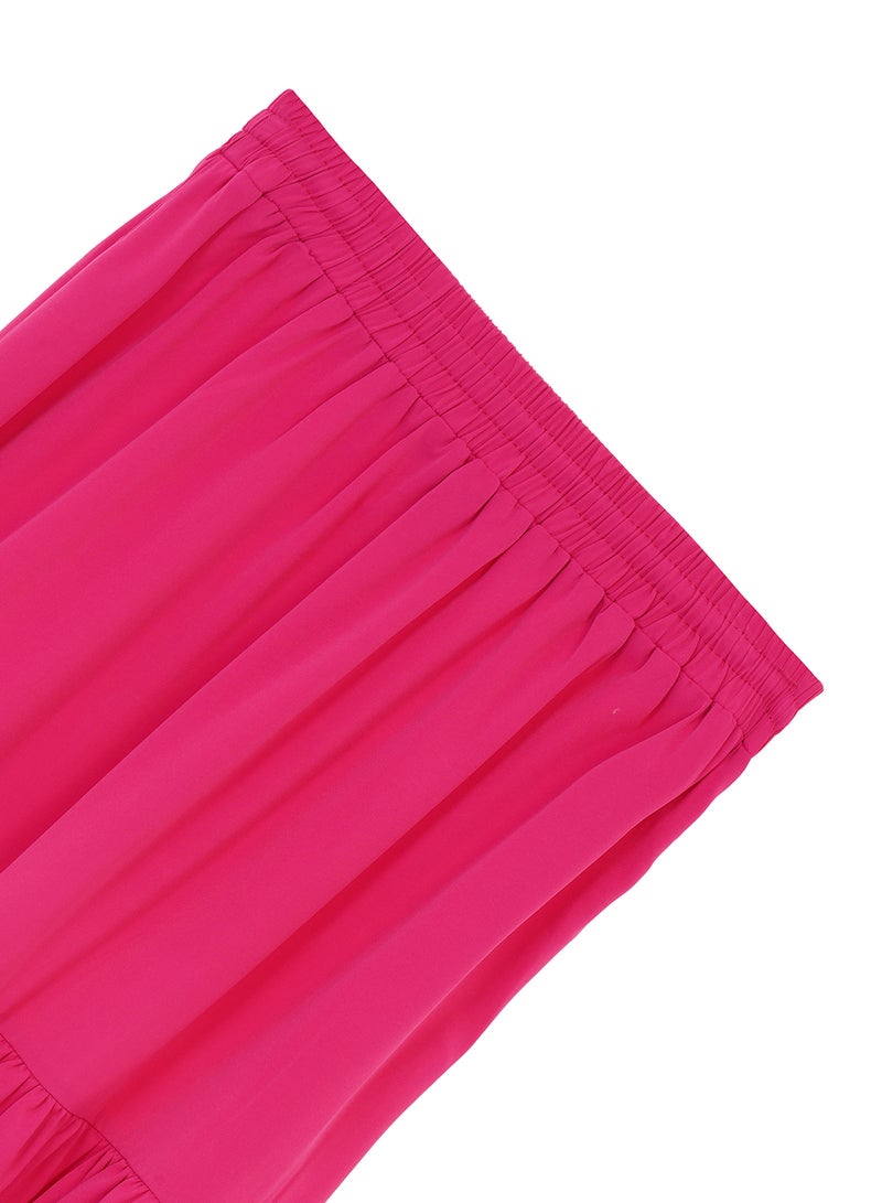 Aila - Women's Drawstring Waist Tiered Skirt Pink - Image 1