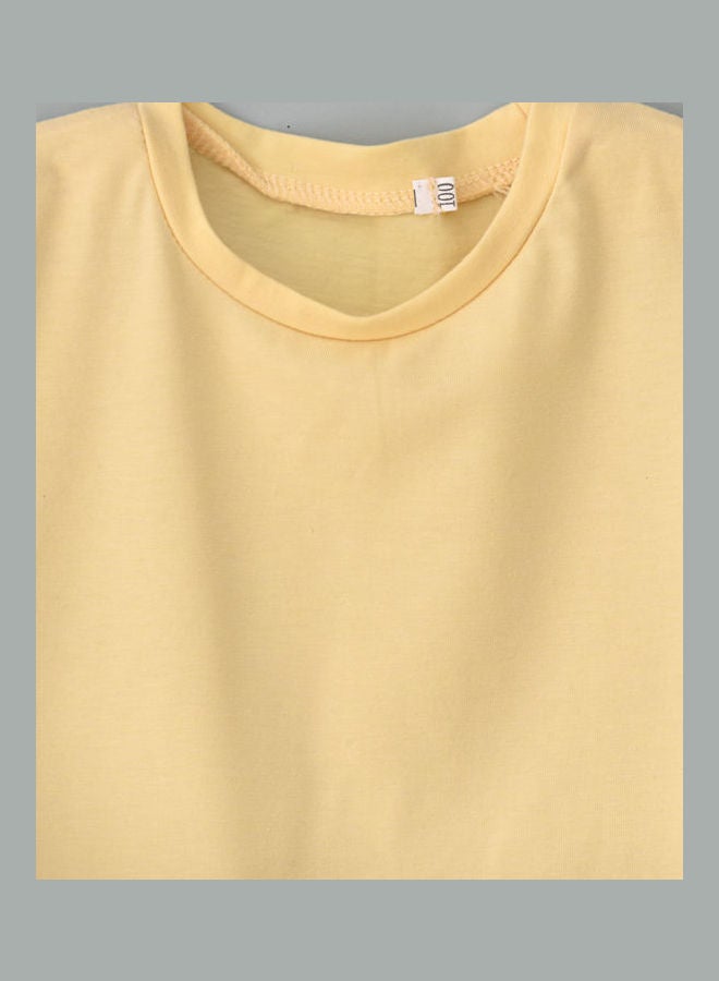 babyqlo Bell Sleeve T-Shirt And Floral Printed Skirt Set Beige  - Image 3