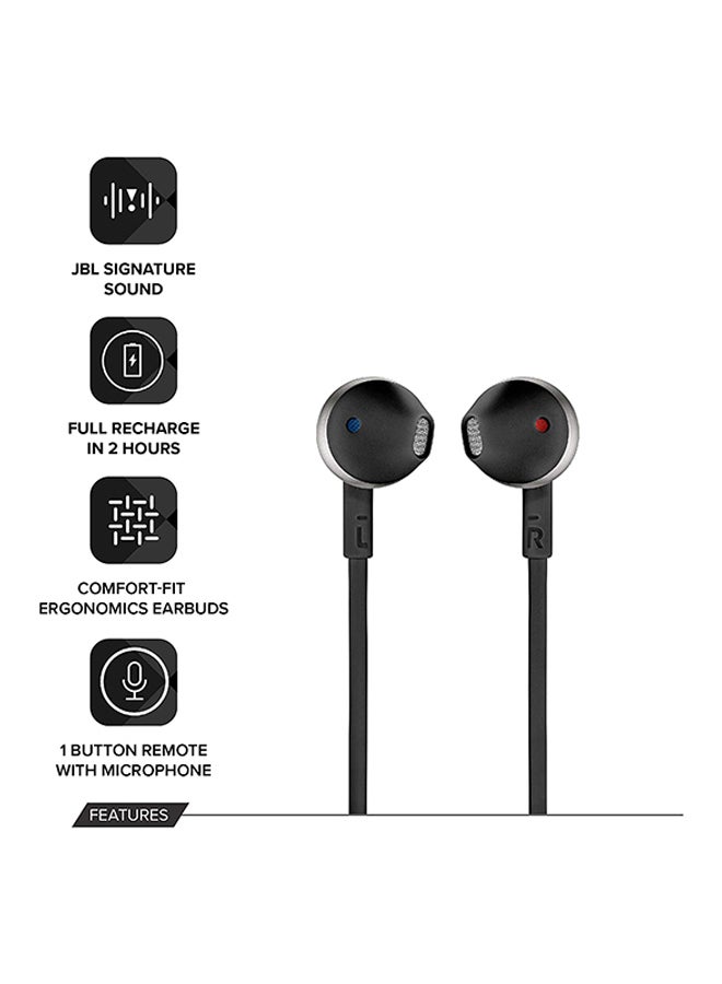 JBL Tune 205Bt Wireless In-Ear Headphones - Pure Bass Sound - 6H Battery - 3 Button Mic - Flat Cable - Comfort Fit Black - Image 4
