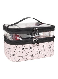 Double Layer Waterproof Cosmetics Bag Pink