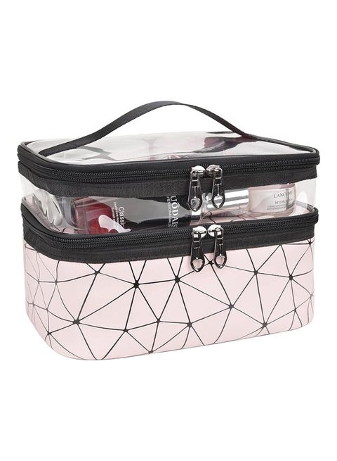 Double Layer Waterproof Cosmetics Bag Pink