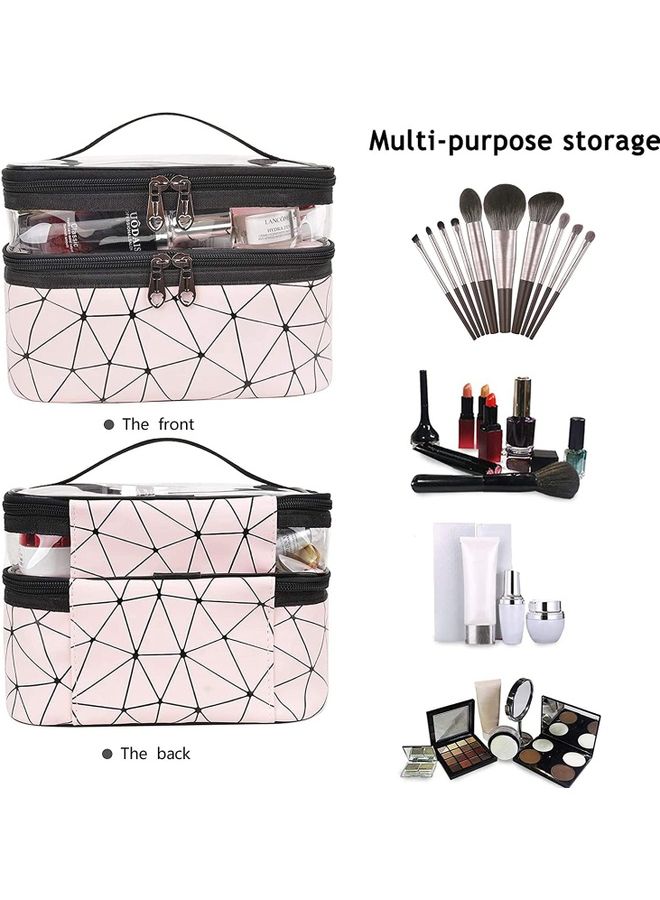 Generic - Double Layer Waterproof Cosmetics Bag Pink - Image 1