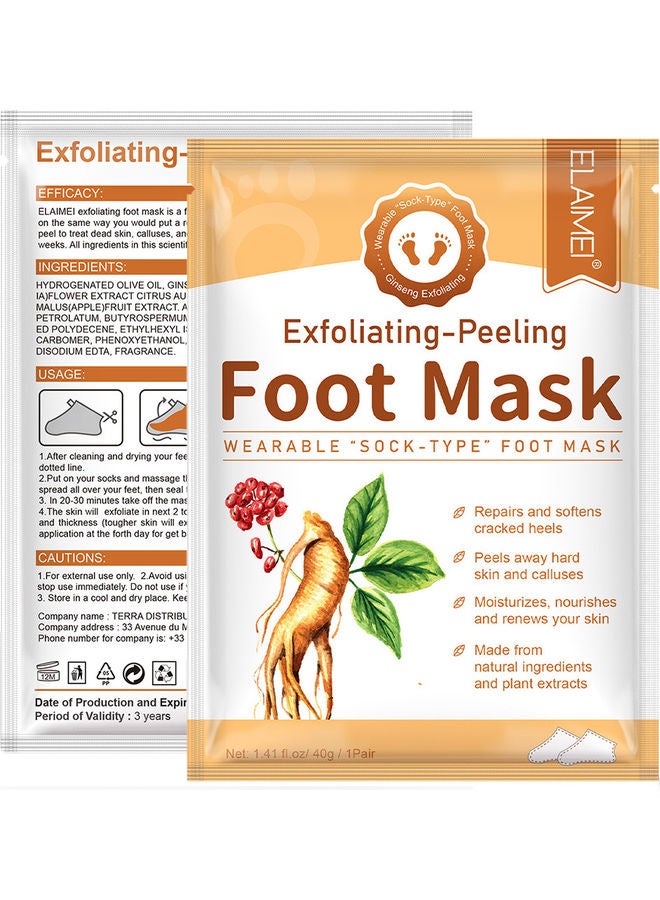 Elaimei 2-Pair Ginseng Exfoliating-Peeling Foot Mask Clear 80grams  - Image 2
