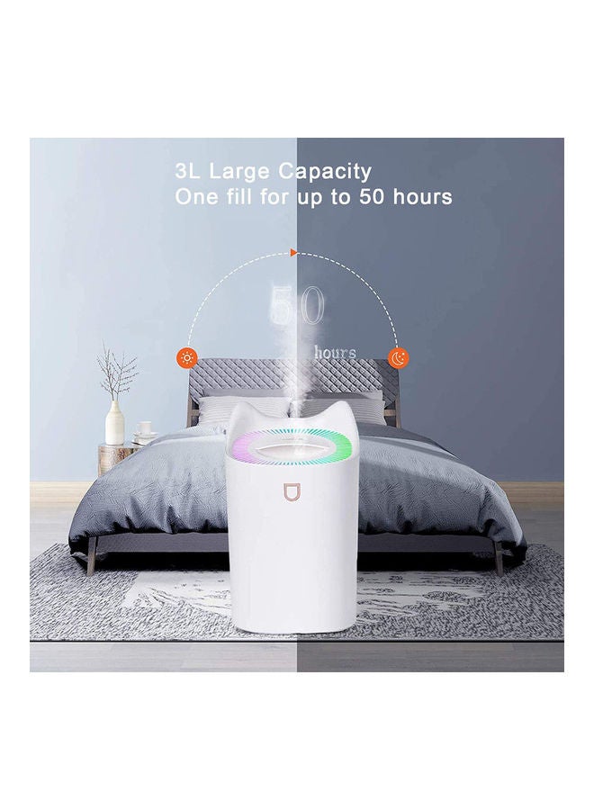 عربست موزع روائح الزيت العطري بفوهة مزدوجة وإضاءة LED ملونة أبيض  - Image 3