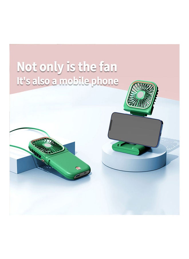 Arabest - Mini Folding Desktop Portable Multifunction Power Bank Bracket Fan 2 W Fan21826-5 Green - Image 1