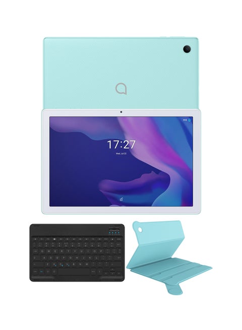 1T 10 Smart Tablet 10.1 Inch, 32GB, 2GB RAM, Wi-Fi with Keyboard and Flip Case Cream Mint