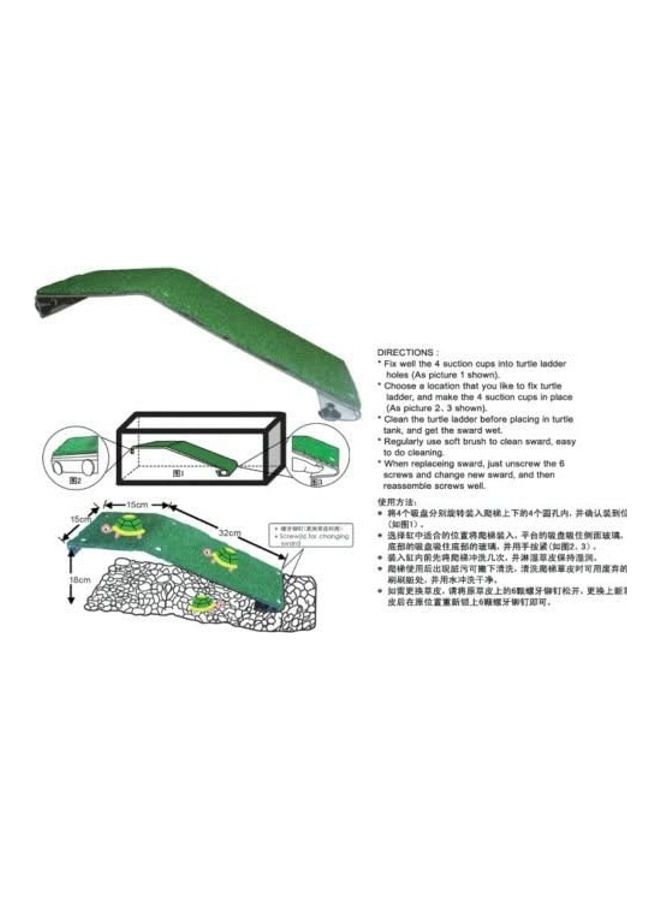DoPhin Natural Bask Sward Turtle Ladder For Aquarium Green 30cm - Image 4