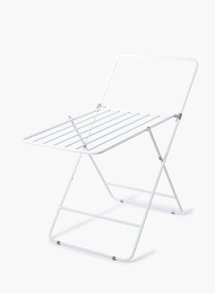 Easy Folding Cloth Drying Rack Hanger Steel Frame Durable & Sturdy Space Saver For All Homes White
