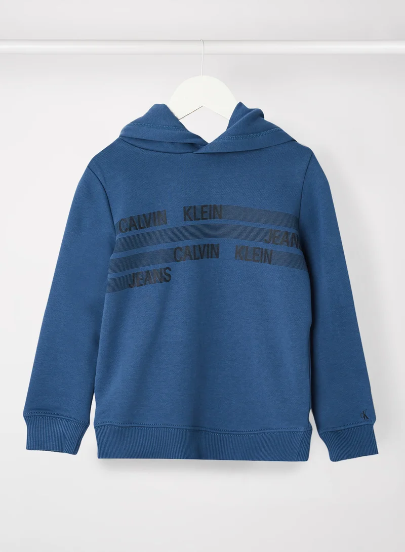 Calvin Klein Jeans Kids/Teen Dimension Logo Hoodie Blue