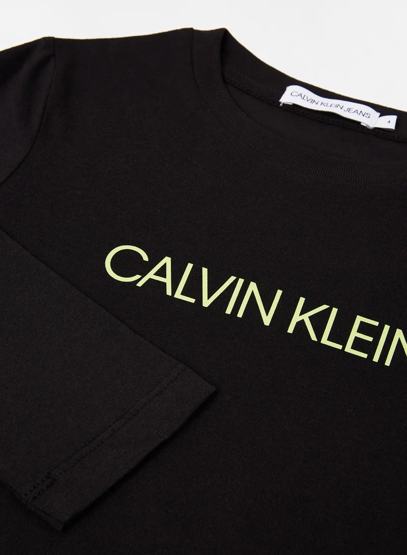 Calvin Klein Jeans Kids/Teen Organic Cotton Logo T-Shirt Black