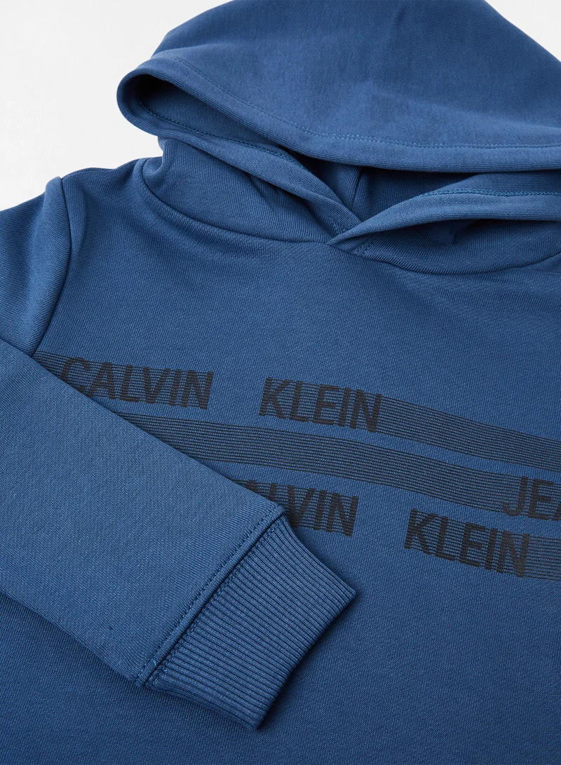 Calvin Klein Jeans Kids/Teen Dimension Logo Hoodie Blue