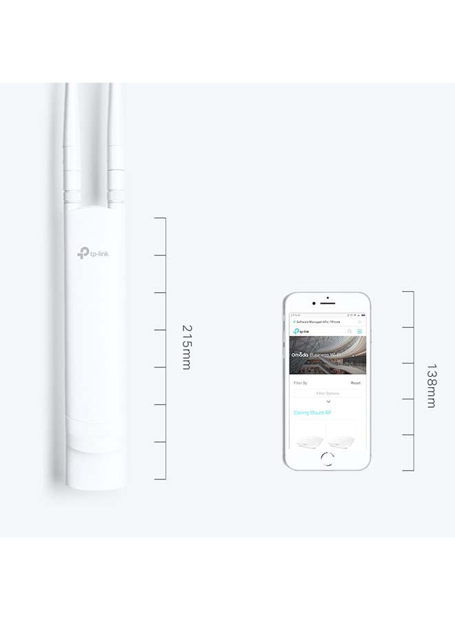 TP-LINK - EAP110 N300 Wireless N Outdoor Access Point, Up to 300Mbps Wi-Fi with 2x2 MIMO technology, Passive PoE, Omada Software Controller White - Image 1