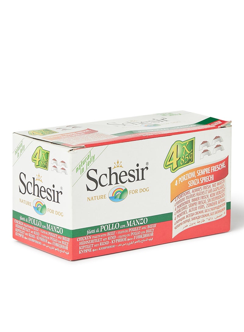 شيسر مجموعة طعام رطب للقطط يحتوي على شرائح الدجاج مع لحم البقر مكونة من 4 قطع 85جرام - Image 2