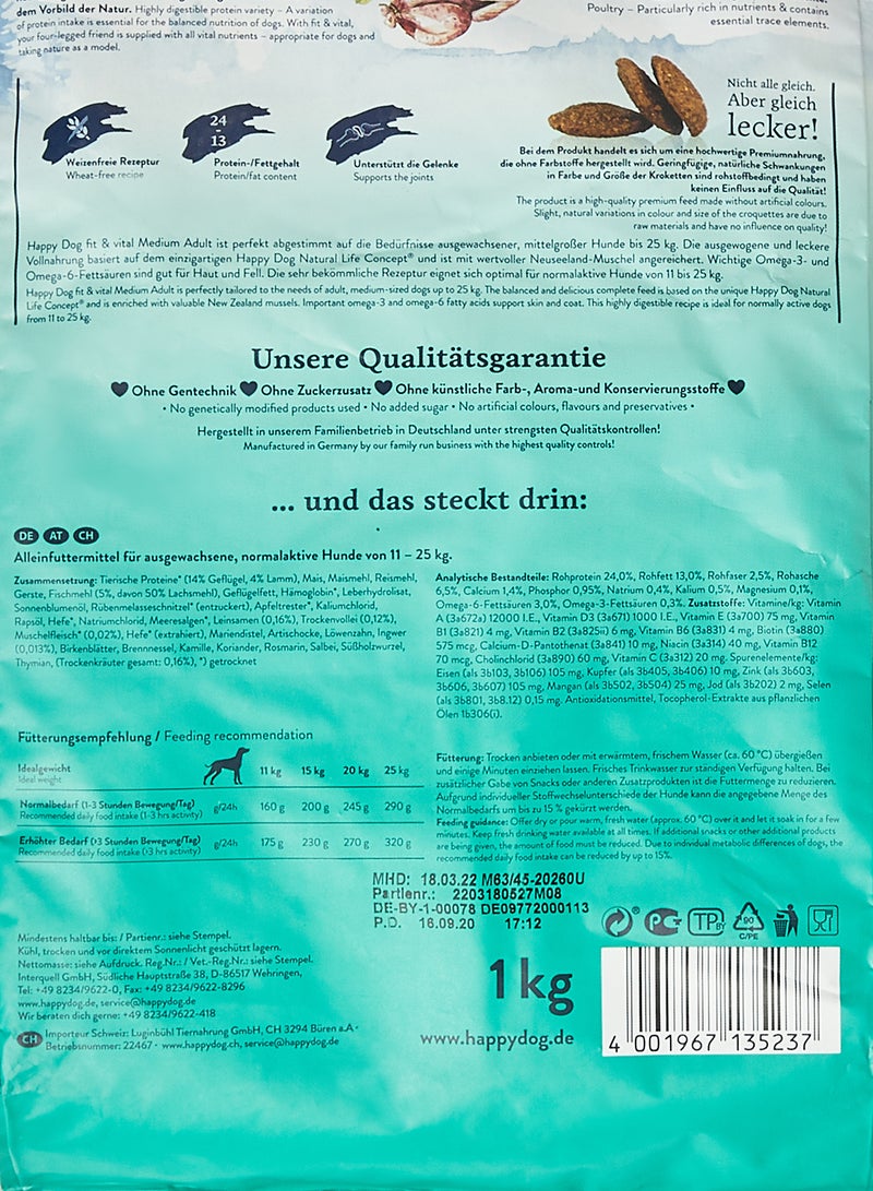 HAPPY DOG Fit And Vital Dry Food Multicolour 1kg - Image 3