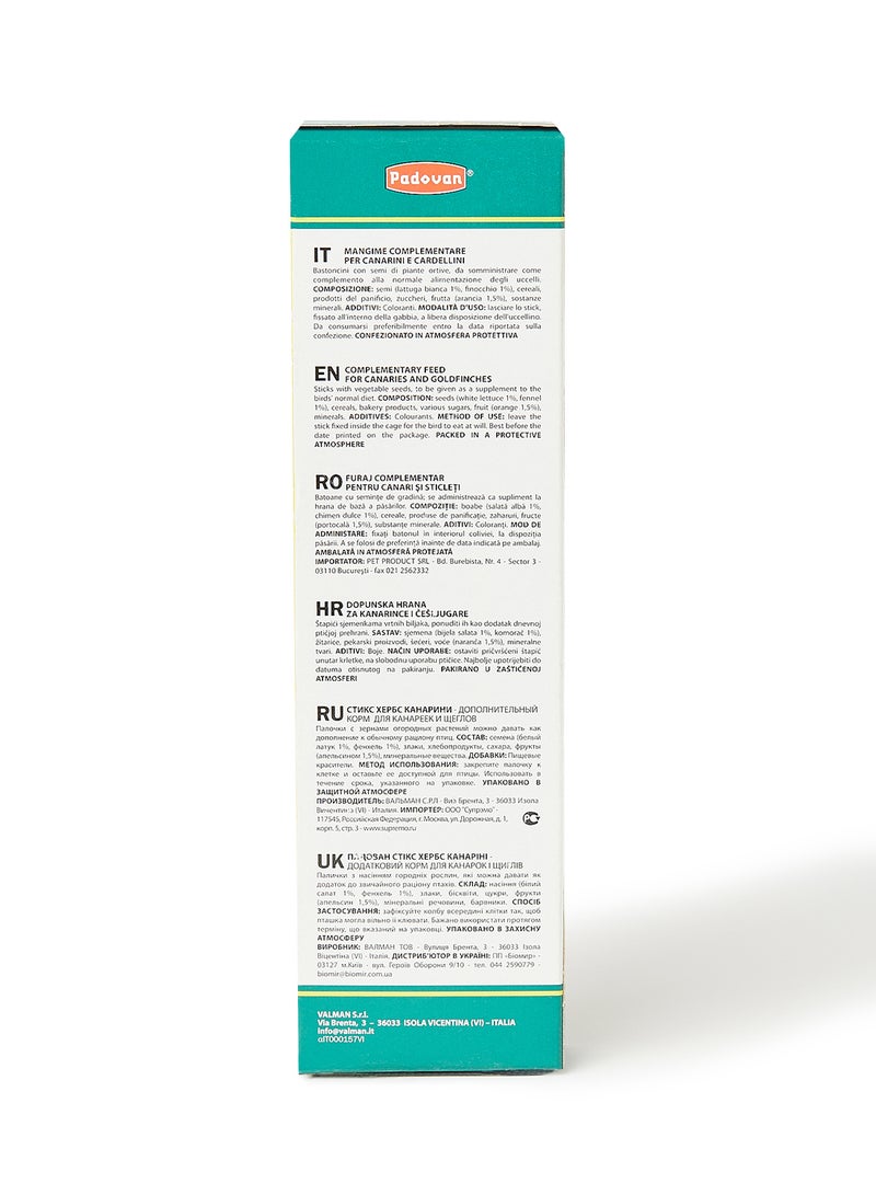 Padovan Stix Herbs Canarini Goldfinches And Canaries Complementary Food 80grams - Image 3