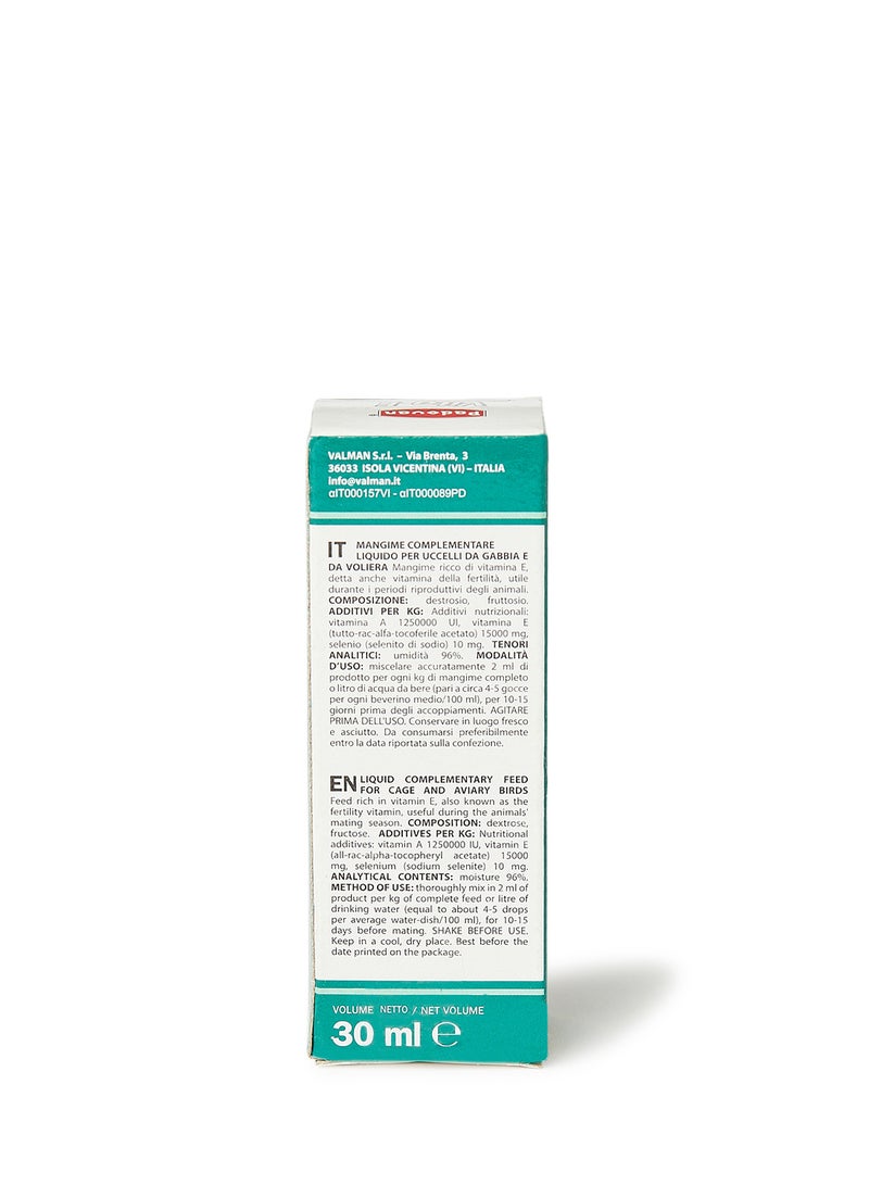 Padovan - Vita E Liquid Complementary Feed For Cage And Aviary Birds 30ml - Image 1