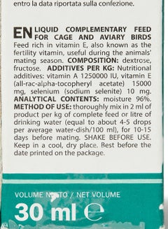 Padovan Vita E Liquid Complementary Feed For Cage And Aviary Birds 30ml  - Image 4