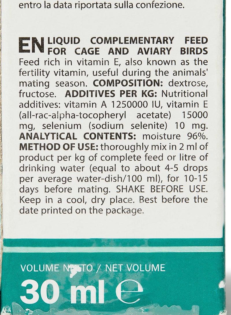 Padovan - Vita E Liquid Complementary Feed For Cage And Aviary Birds 30ml - Image 1