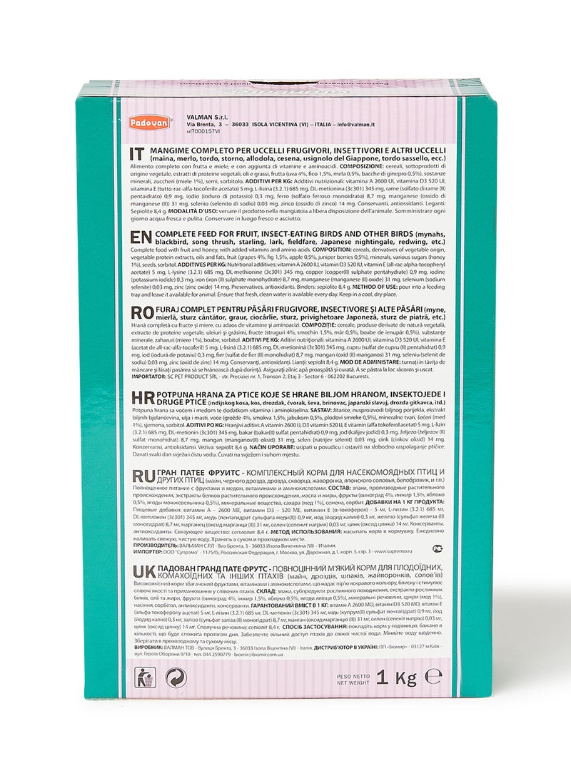 Padovan Granpatee Fruits Complete Food With Fruit And Honey 1kg - Image 3