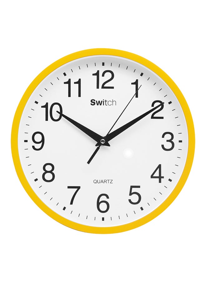 Switch - Modern  Plastic Wall clock Superb Quality Wall Clocks to Keep Track of time in your Unique Home MC2832 Yellow/White 25 x 3.8 x 25cm - Image 1