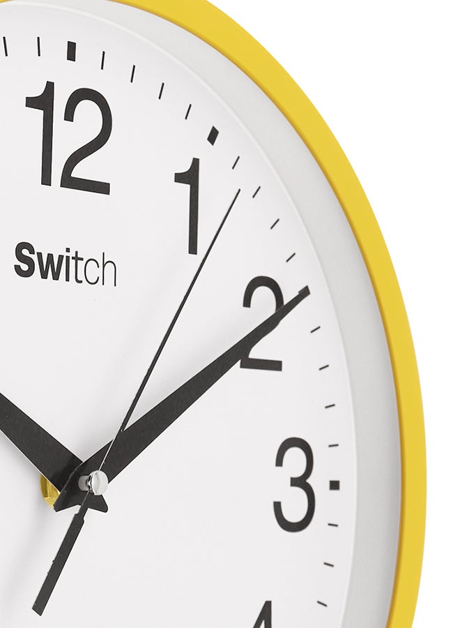 Switch - Modern  Plastic Wall clock Superb Quality Wall Clocks to Keep Track of time in your Unique Home MC2832 Yellow/White 25 x 3.8 x 25cm - Image 1
