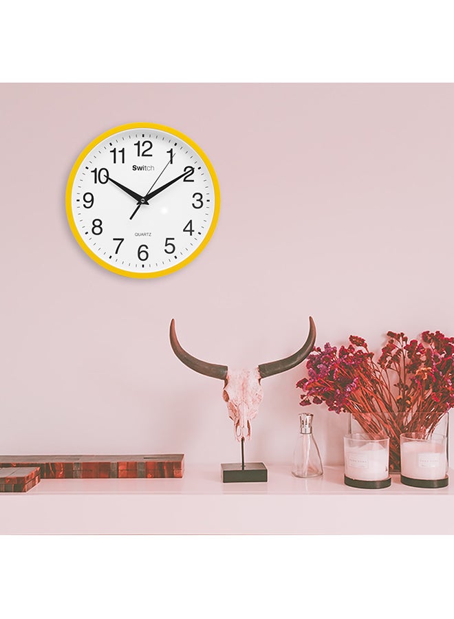 Switch - Modern  Plastic Wall clock Superb Quality Wall Clocks to Keep Track of time in your Unique Home MC2832 Yellow/White 25 x 3.8 x 25cm - Image 1
